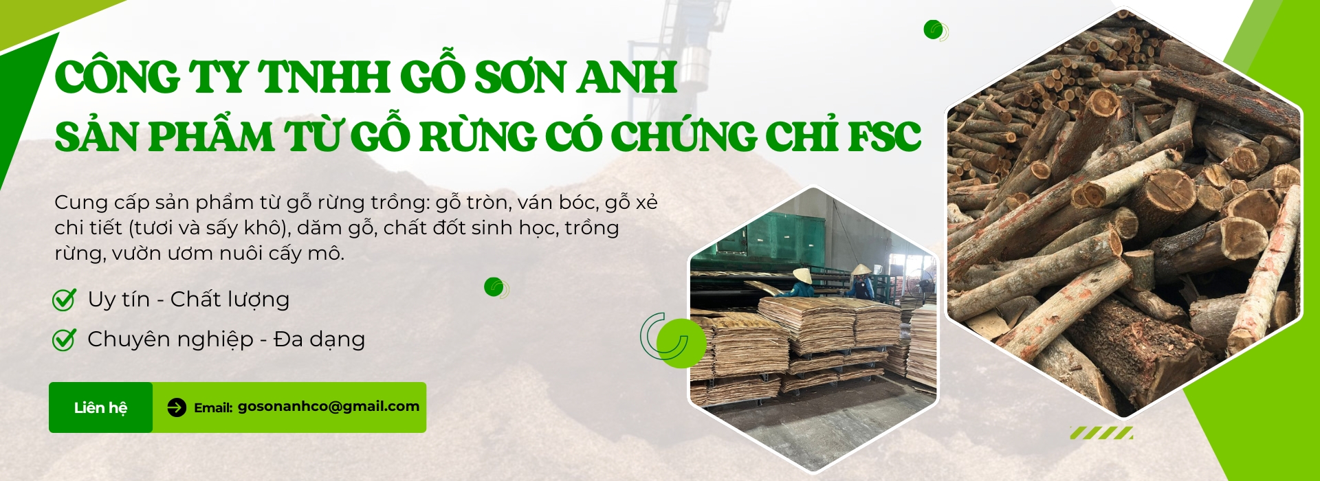 gỗ xẻ Công ty Gỗ Sơn Anh - Cung cấp gỗ xẻ, gỗ tròn, ván bóc, dăm gỗ... chuyên nghiệp